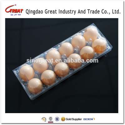 12 Cells Egg Carton Clear PET Plastic Type Chicken Egg Packaging For Sale